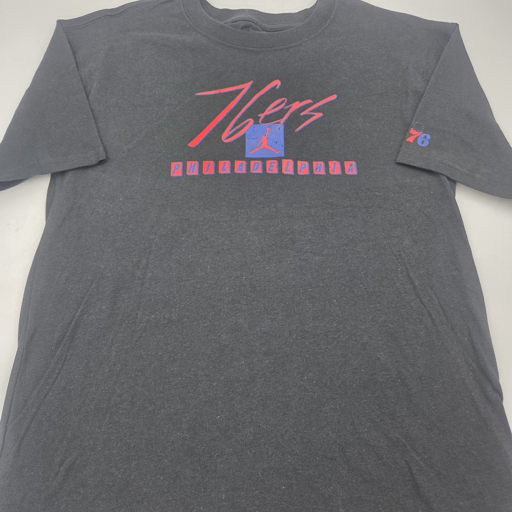 Philadelphia 76ers T-Shirt Youth Medium Black NBA Basketball Nike Tee Jordan